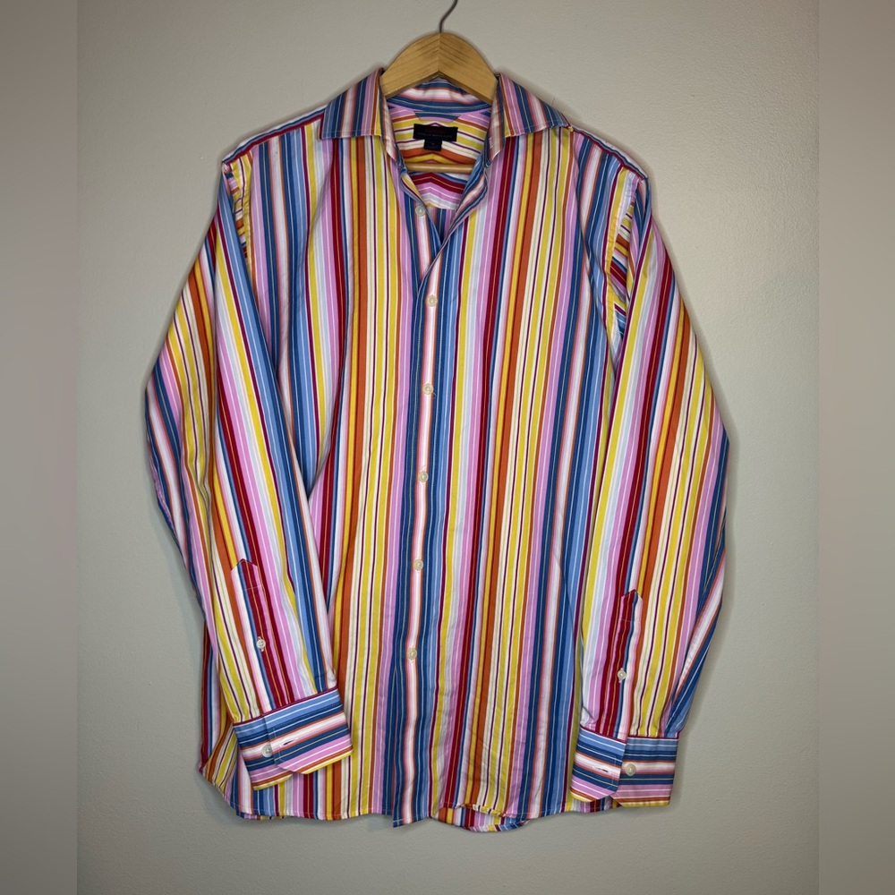 Express Premium Woven Cloth Multicolor Stripe Button‎ Up Shirt Women's M